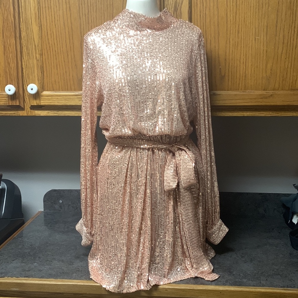 Sequined long sleeve dress